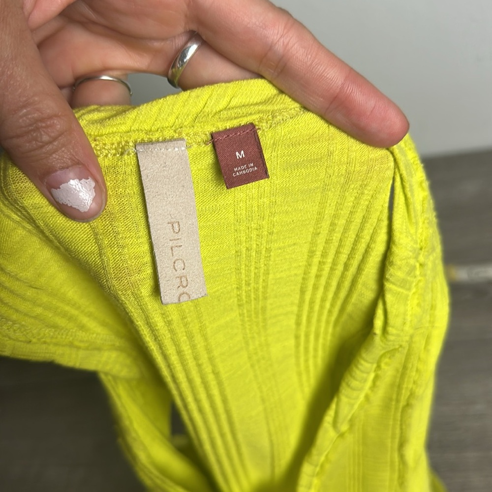 Pilcro Neon Yellow Ribbed Tank Top - Picture 5 of 8